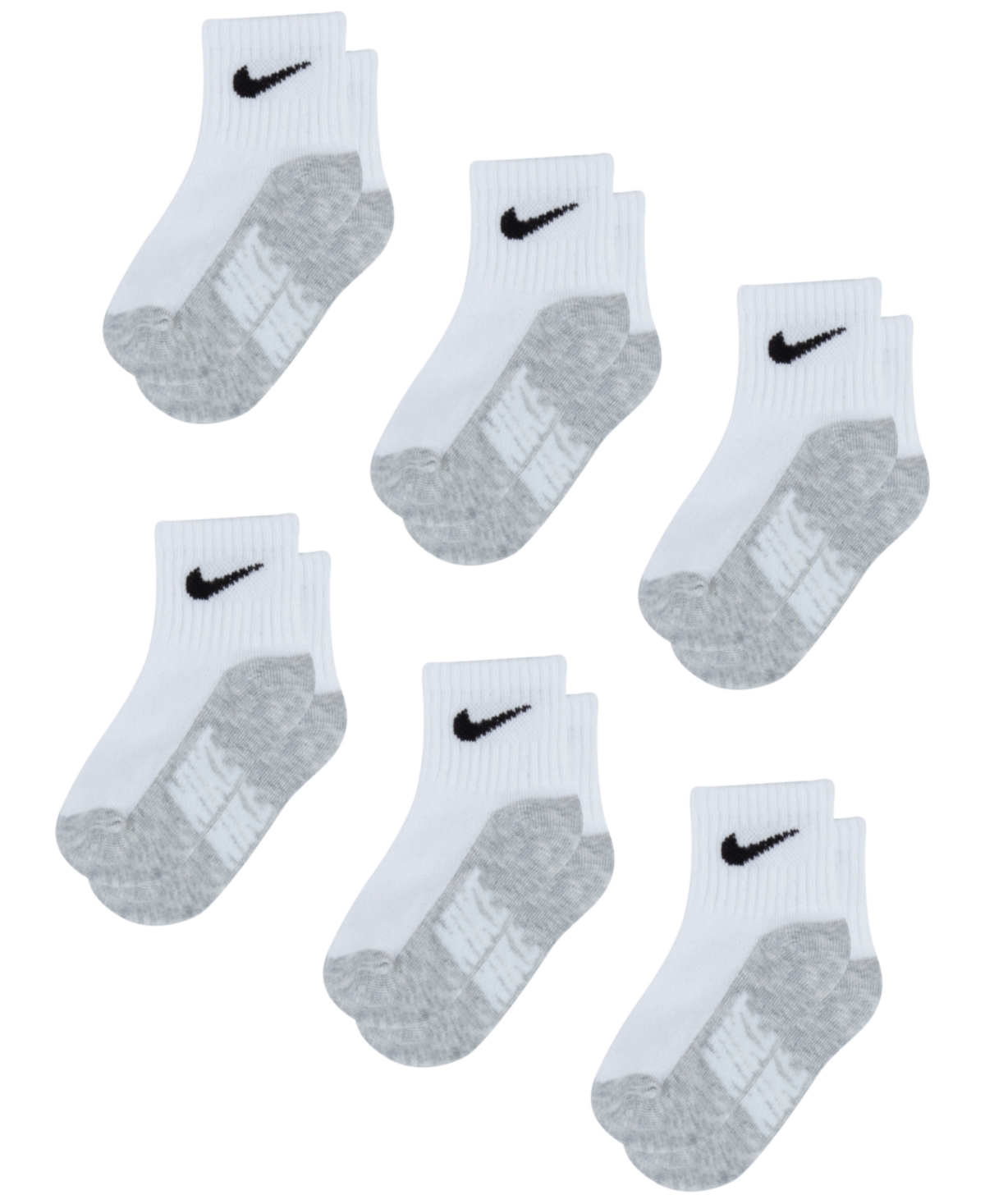 Nike Baby And Toddler Boys Or Girls Multi Logo Socks, Pack Of 6 In White