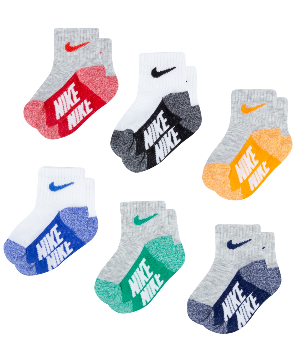 Nike Baby And Toddler Boys Or Girls Multi Logo Socks, Pack Of 6 In University Red