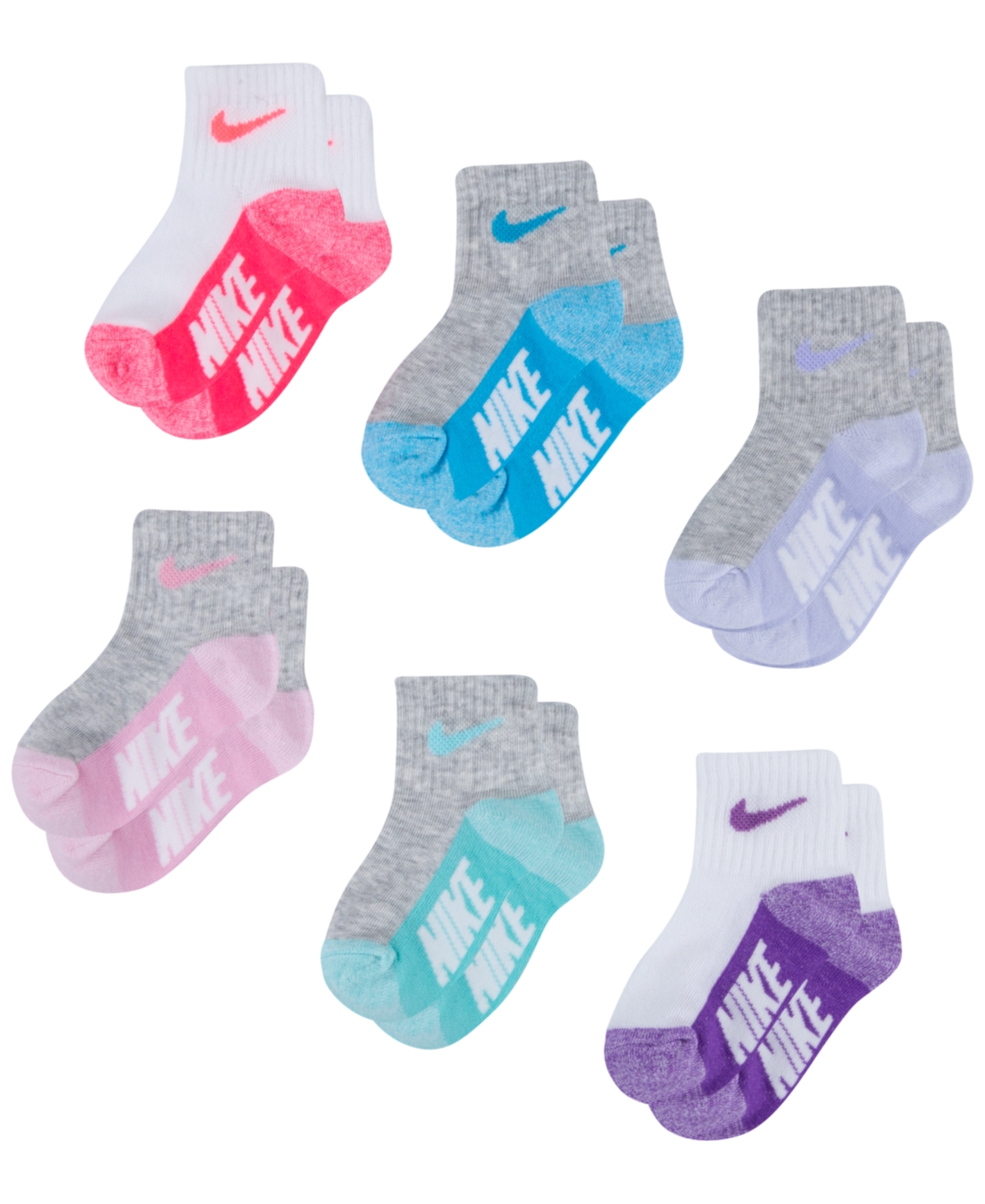 Nike Baby And Toddler Boys Or Girls Multi Logo Socks, Pack Of 6 In Hyper Pink