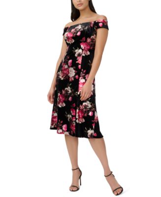 Adrianna Papell Women's Velvet Off-The-Shoulder Cocktail Dress - Macy's