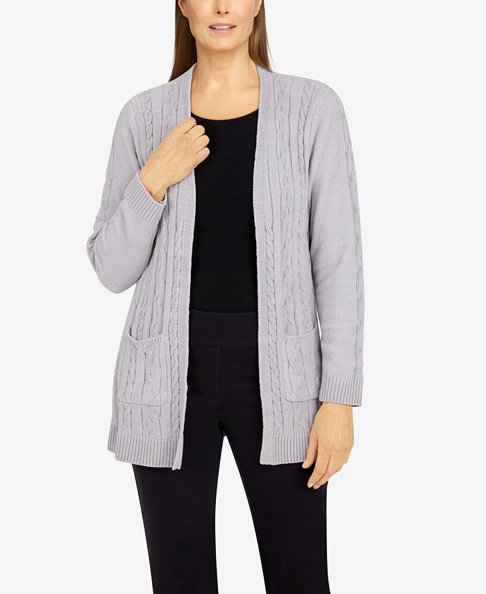 Alfred Dunner Women's Classics Open Front Chenille Cardigan with ...