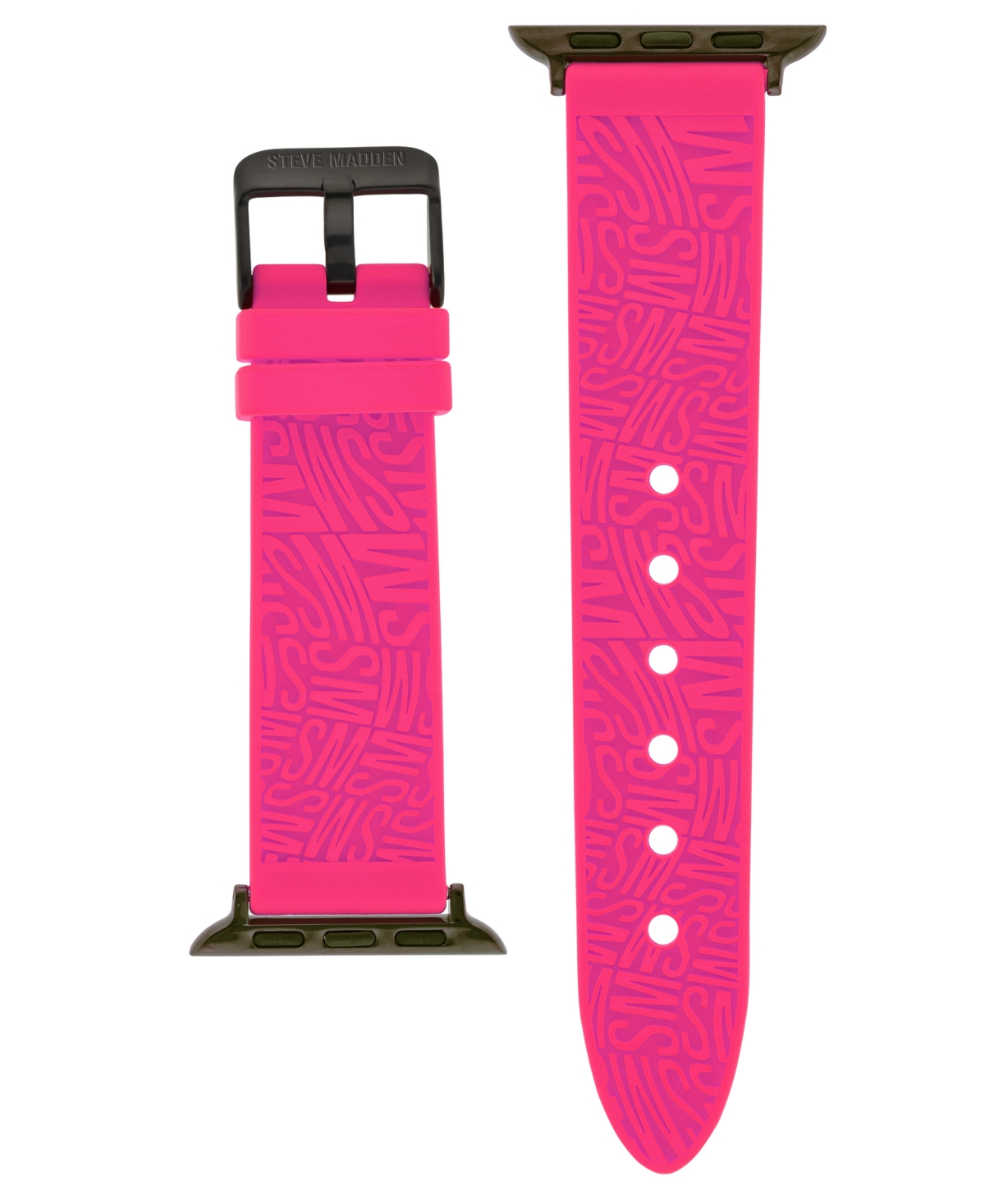 Women's Hot Pink Silicone Debossed Swirl Logo Band Compatible with 38/40/41mm Apple Watch - Bright Pink, Black