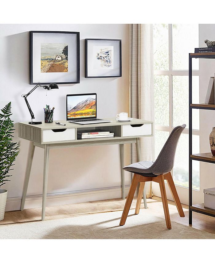 Costway Computer Desk Writing Table w/ Drawers Laptop PC Workstation ...