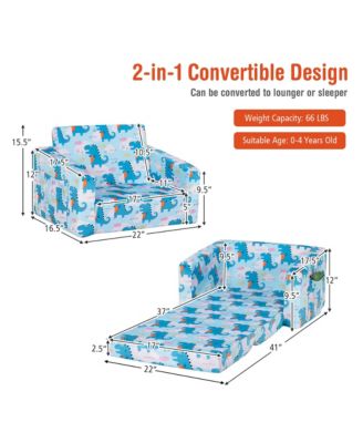 2-in-1 Convertible Kids Sofa to Lounger Flip-Out Chair
