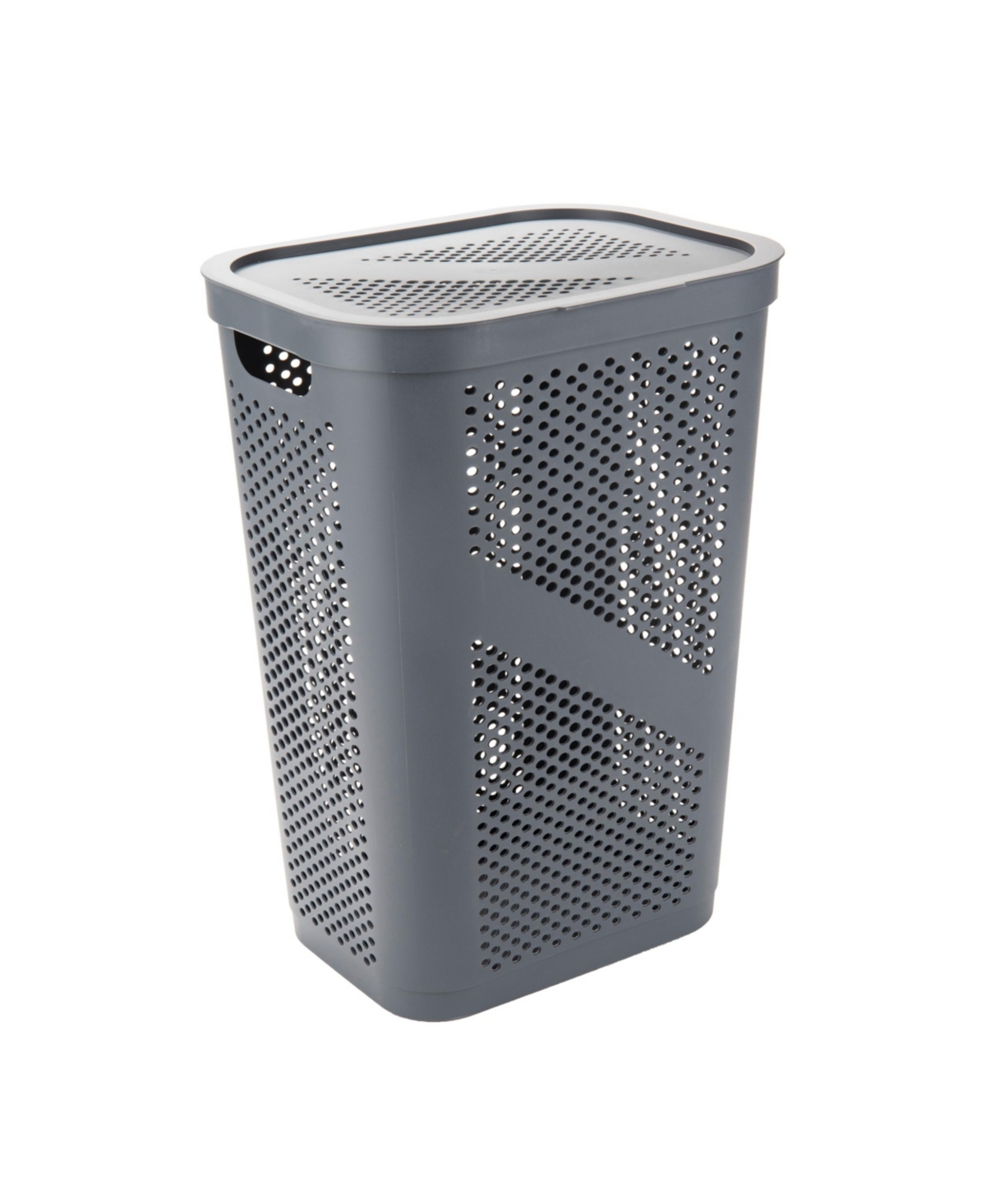 Basket Collection, Slim Laundry Hamper, 60 Liter 15Kg/33Lbs Capacity, Attached Hinged Lid - Gray