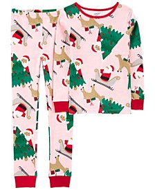 Little Girls Christmas Snug Fit Pajama, 2 Piece Set