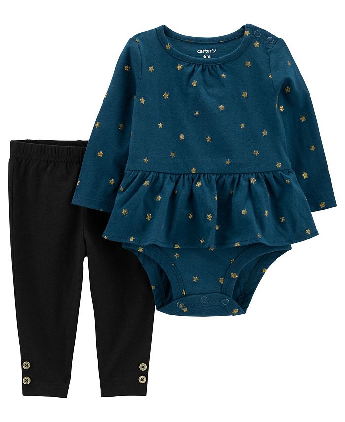 Carter's Baby Girls Peplum Bodysuit and Pants, 2 Piece Set Macy's