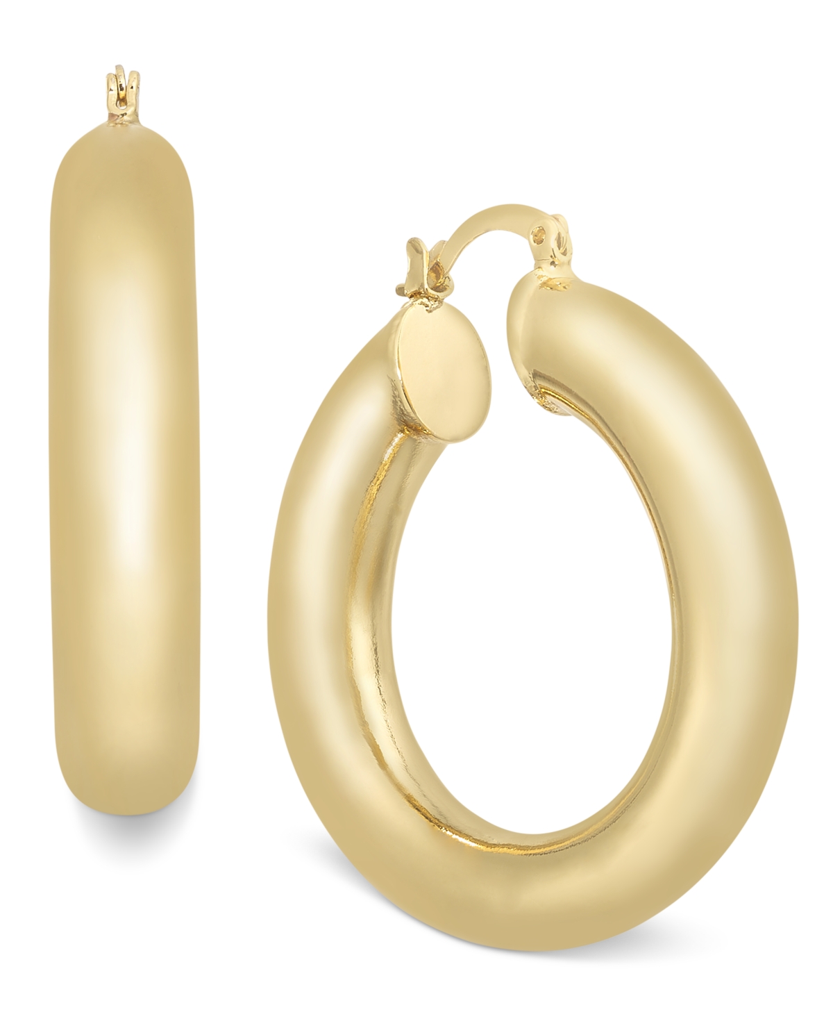 18k Gold-Plated Medium Thick Hoop Earrings, 1.77" - Gold