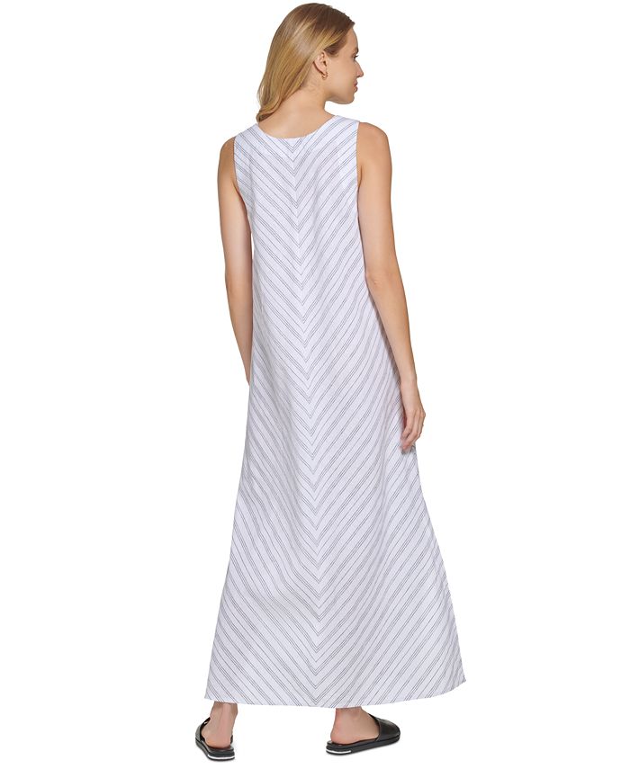 DKNY Women's Striped VNeck Sleeveless Maxi Dress Macy's