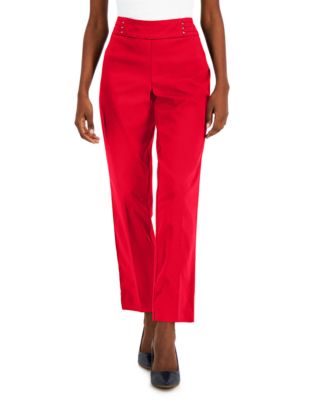 Macy's JM Collection Real Red Studded Pull-On Tummy Control Pants Comfy  Stretch