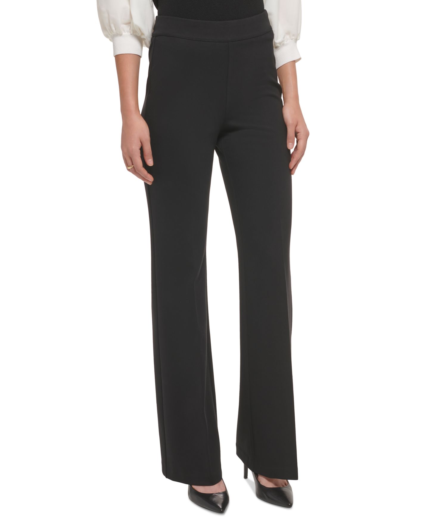 Женские брюки DKNY Soft Ponte Knit High-Rise Pull-On, цвет: Чёрный — фото 3