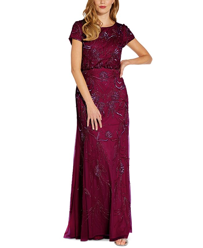 Adrianna Papell Beaded Gown & Reviews - Dresses - Women - Macy's