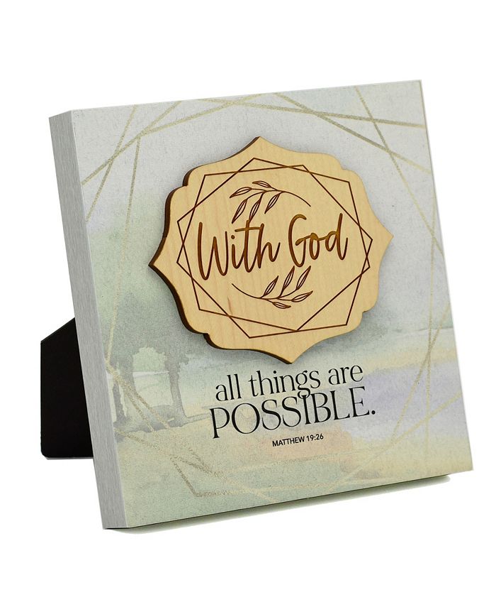 Dexsa Targa In Legno Di Recupero 'With God All Things' | Con Cavalletto, Made In USA | 15,2 X 22,9 Cm | Regalo Religioso - 3