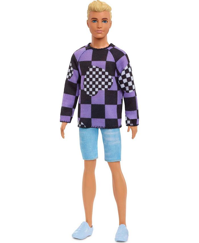 Ken Fashionistas Doll with Blonde in Checkered Sweater & Reviews - Toys - Macy's