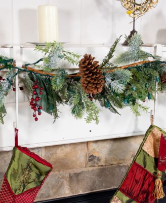 Village Lighting Garland and christmas stocking holder for mantle, 3 Pack