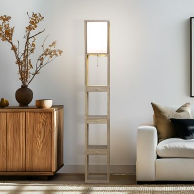 Maxwell Drawer 72" LED Shelf Floor Lamp with Lantern Shade