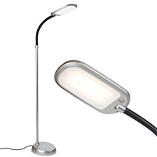 Litespan Slim LED Gooseneck Floor Lamp with Adjustable Head - Silver