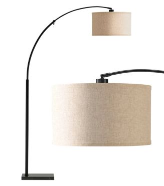 Logan LED Arc Floor Lamp with Marble Base - Black - Macy's