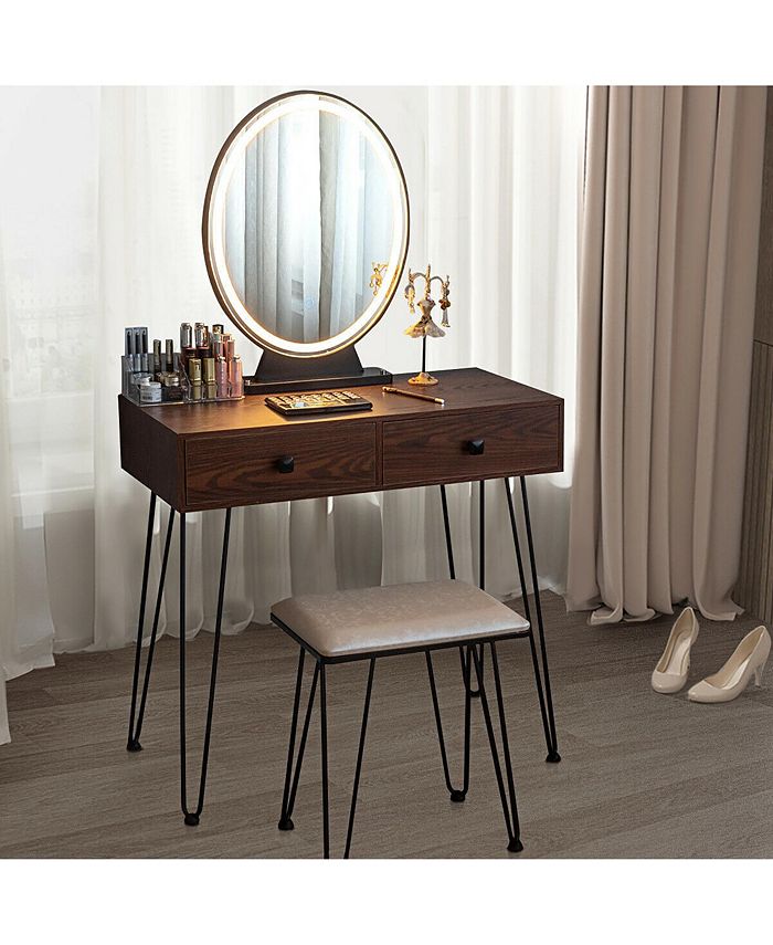 Costway Industrial Vanity Makeup Dressing Table W/ 3 Lighting Modes