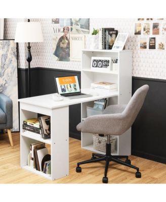 Computer Desk Writing Workstation Office 6-Tier Storage Shelves