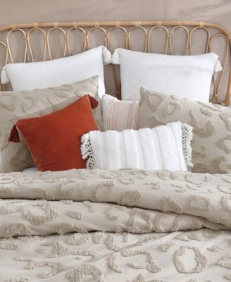 Chenille Leopard Linen 3 Piece Comforter Set, Full/Queen