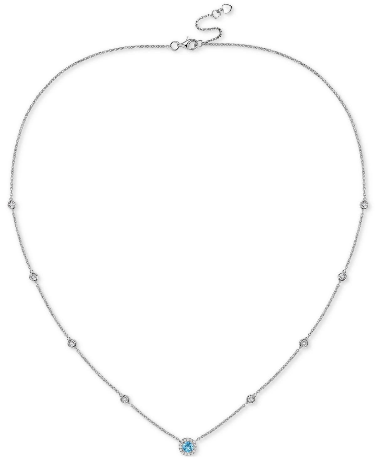 MACY'S AMETHYST (1/5 CT. T.W.) & DIAMOND (1/10 CT. T.W.) HALO COLLAR NECKLACE IN STERLING SILVER, 17" + 1"  