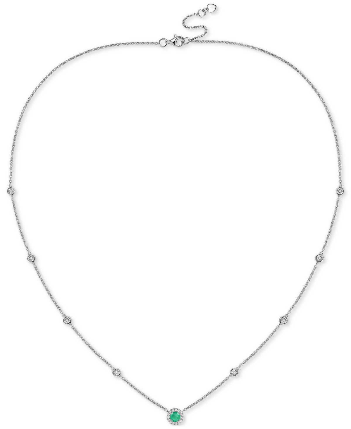 MACY'S AMETHYST (1/5 CT. T.W.) & DIAMOND (1/10 CT. T.W.) HALO COLLAR NECKLACE IN STERLING SILVER, 17" + 1"  