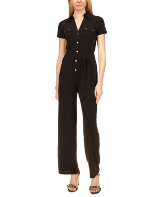 MICHAEL Michael Kors Women s Split Neck Button Jumpsuit Macy s