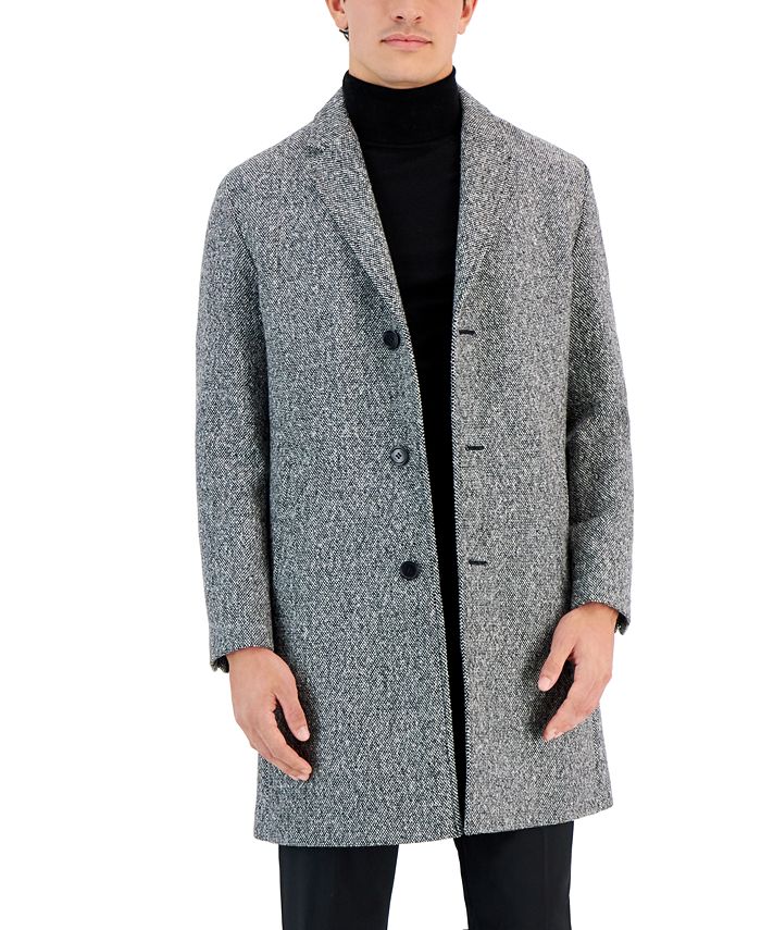 HUGO Men's Migor Slim-Fit Melange Wool Overcoat - Macy's