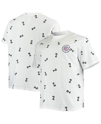 Men's Kawhi Leonard White LA Clippers Big and Tall Allover Name and Number T-shirt