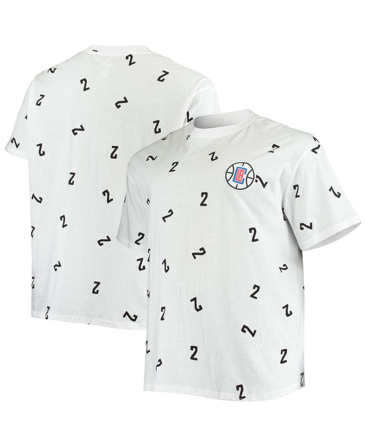 Fanatics Men's  Kawhi Leonard White La Clippers Big And Tall Allover Name And Number T-shirt In White