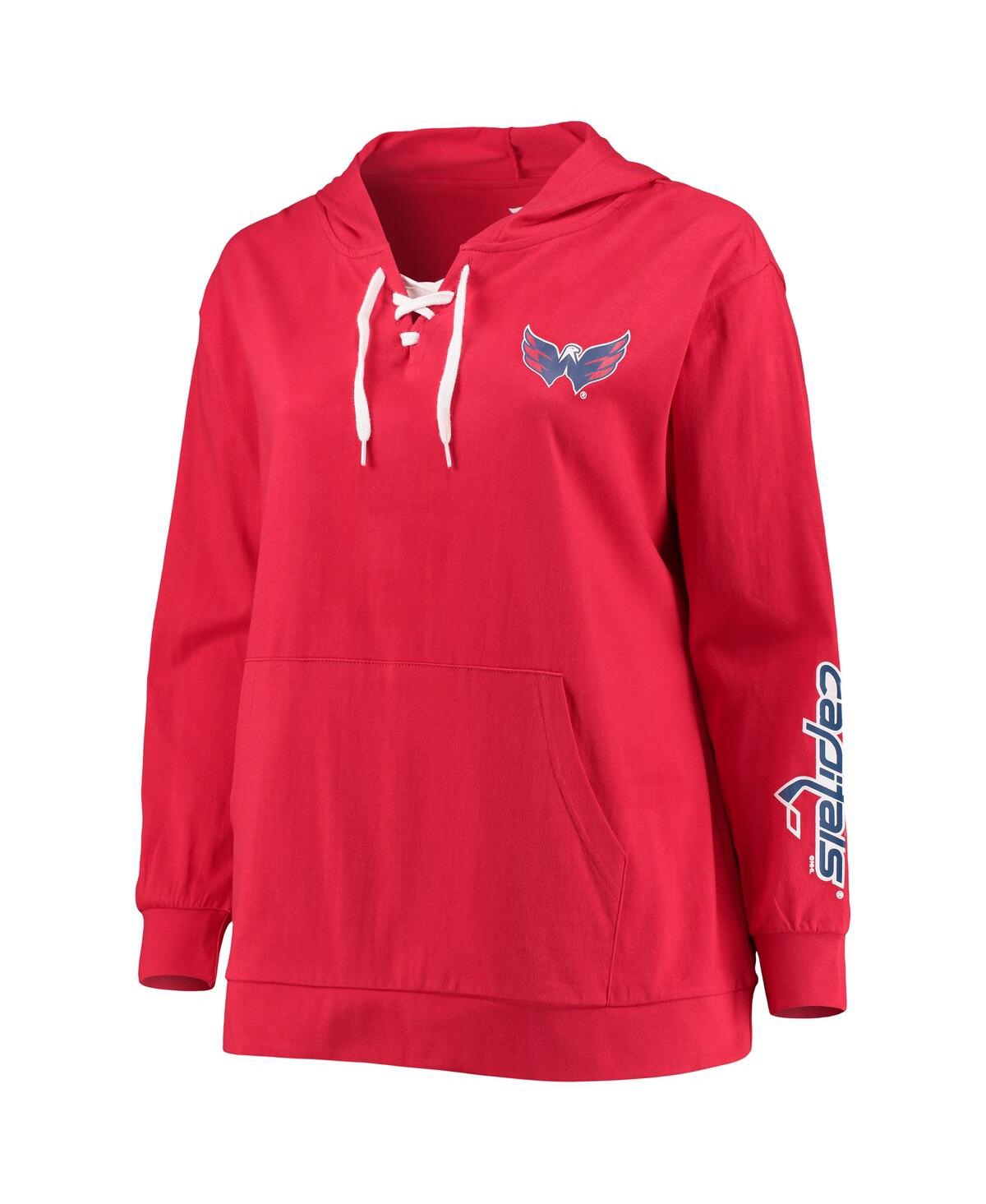 Shop Profile Women's Alexander Ovechkin Red Washington Capitals Plus Size Lace-up V-neck Pullover Hoodie