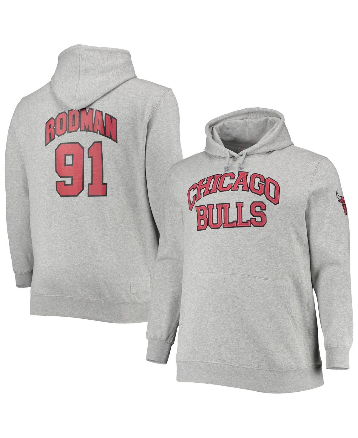 Mitchell & Ness Men's  Dennis Rodman Heathered Gray Chicago Bulls Big And Tall Name And Number Pullov In Heathered Gray