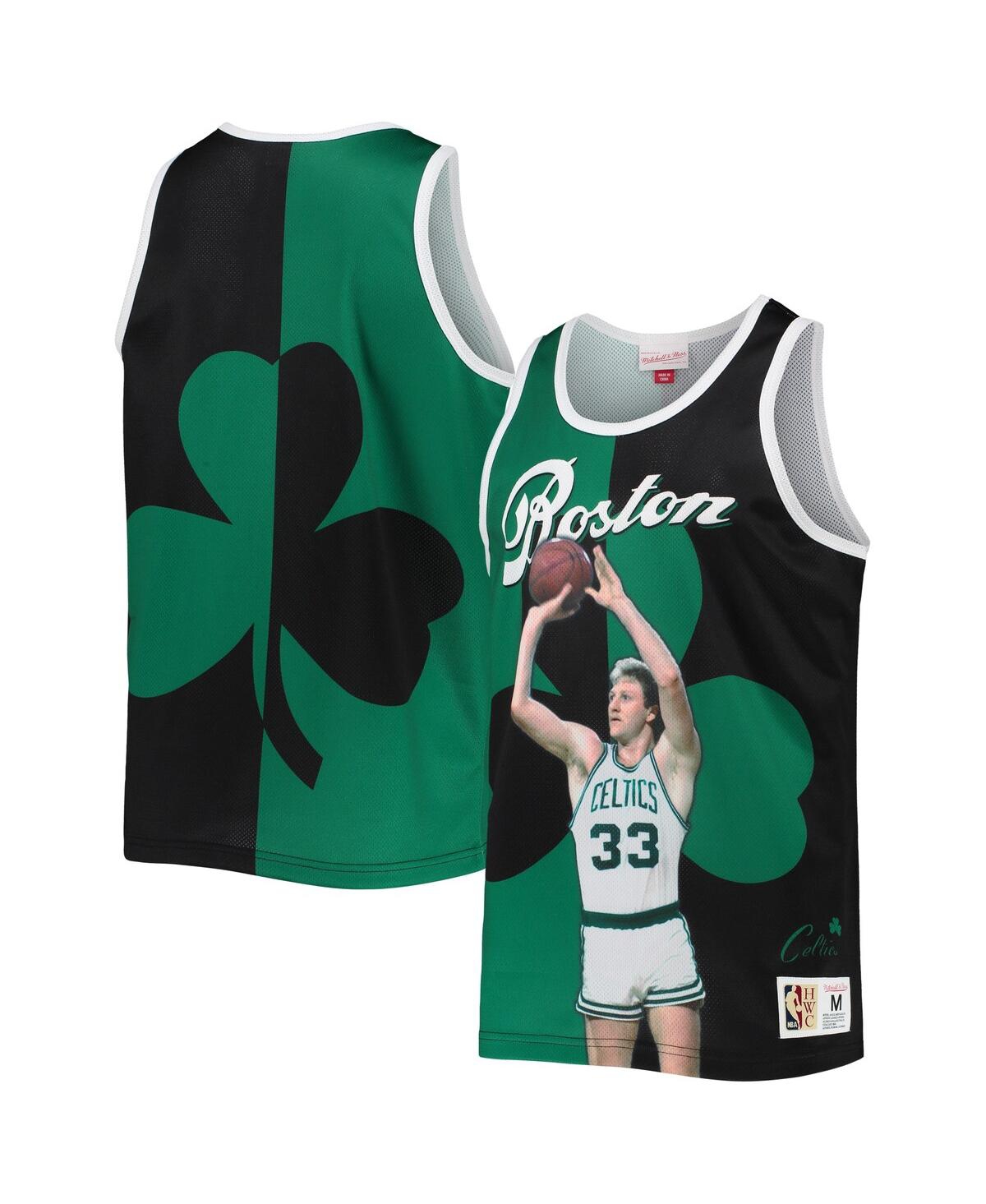 Mitchell & Ness Men's  Larry Bird Kelly Green And Black Boston Celtics Sublimated Player Tank Top In Kelly Green,black