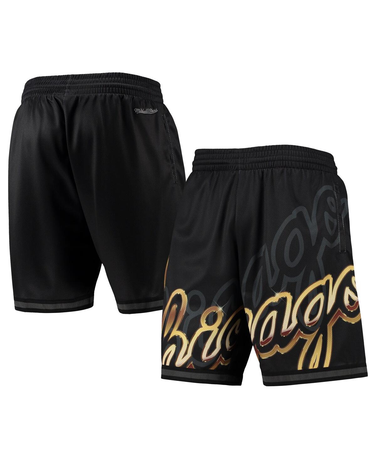 Mitchell & Ness Men's  Black Chicago Bulls Big Face 4.0 Fashion Shorts In Black