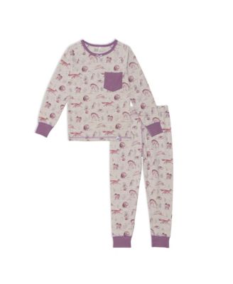 Girl Organic Cotton Two Piece Printed Pajama Set With Forest Animals ...