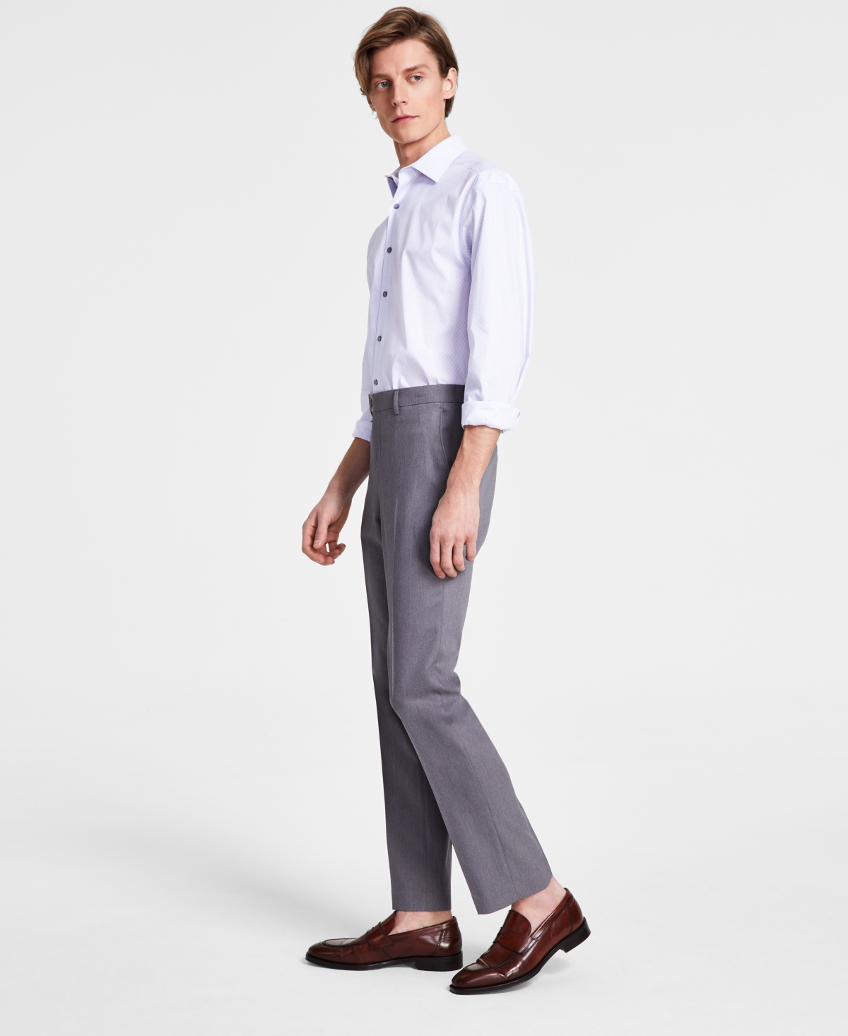 Dkny Men's Modern-fit Solid Dress Pants In Grey