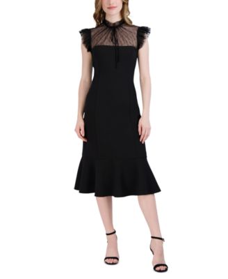 julia jordan Women's Ruffled Illusion-Yoke Midi Dress - Macy's