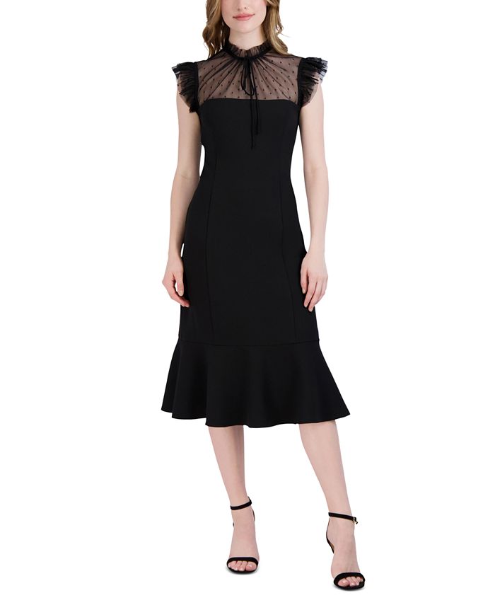 julia jordan Women s Ruffled Illusion Yoke Midi Dress Macy s