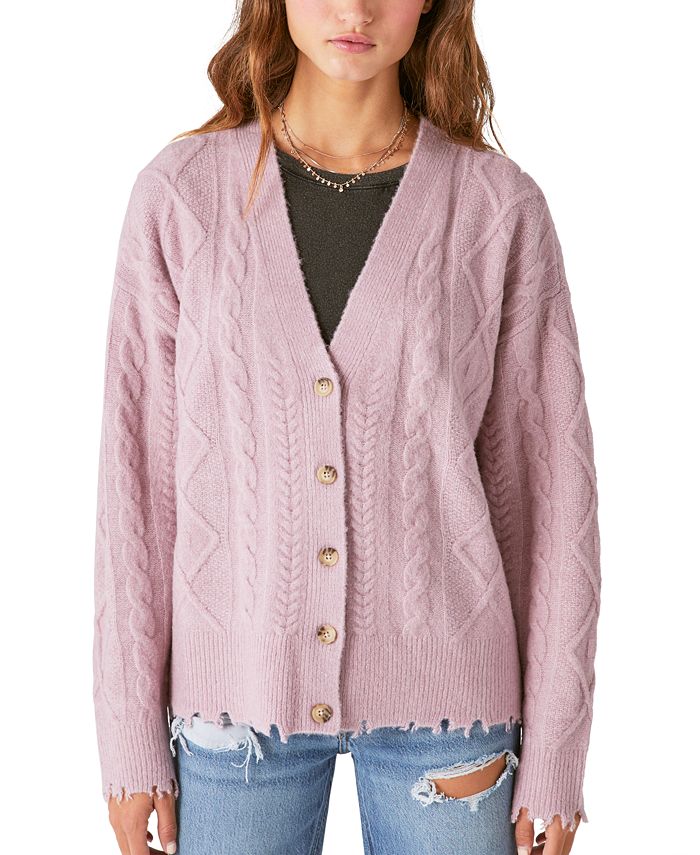 Lucky Brand Cable-Knit Open-Front Cardigan - Macy's