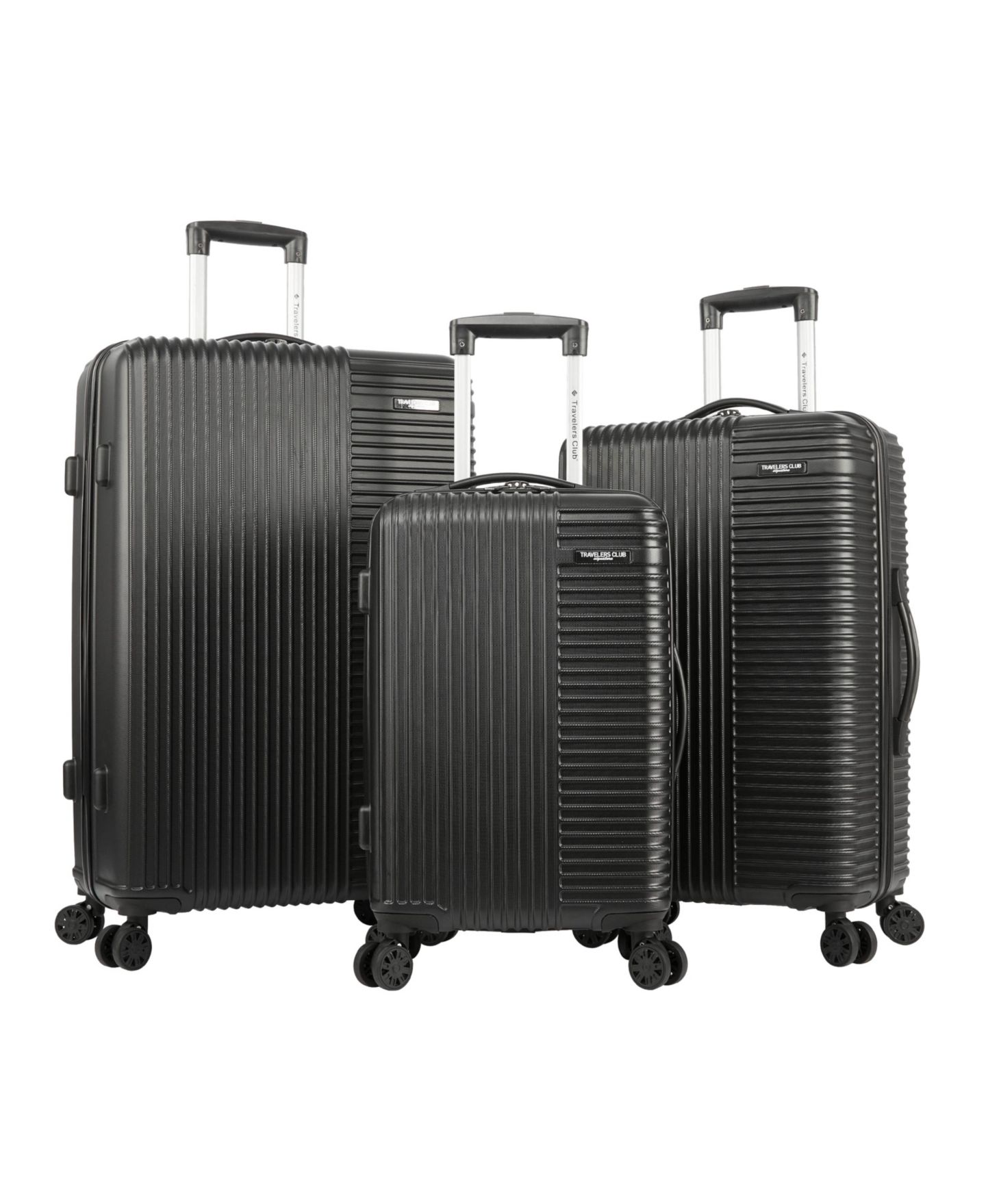Чемоданы Travelers Club Basette 3-Pc. Hardside Luggage Set, цвет: Чёрный — фото 1