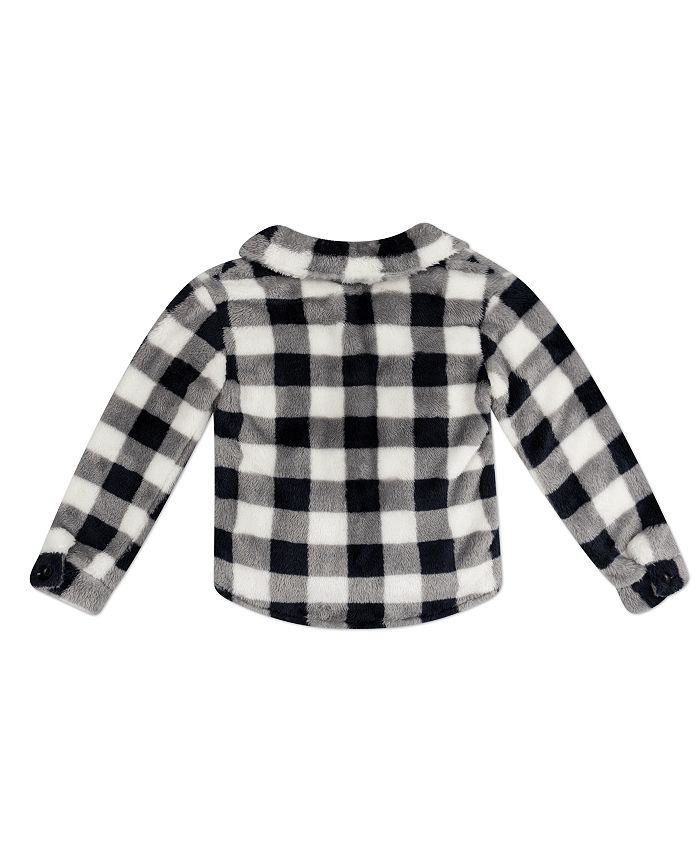 Speechless Big Girls Plaid Print Faux Fur Jacket with Button Closure ...