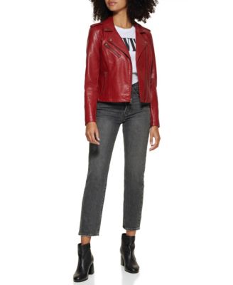 Women's Classic Faux Leather Asymmetrical Moto Jacket