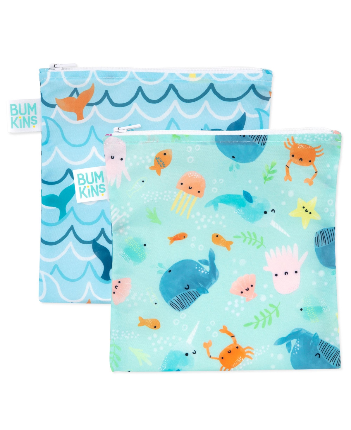 Bumkins 2-pack Reusable Sandwich Bags In Ocean Life Whale Tail