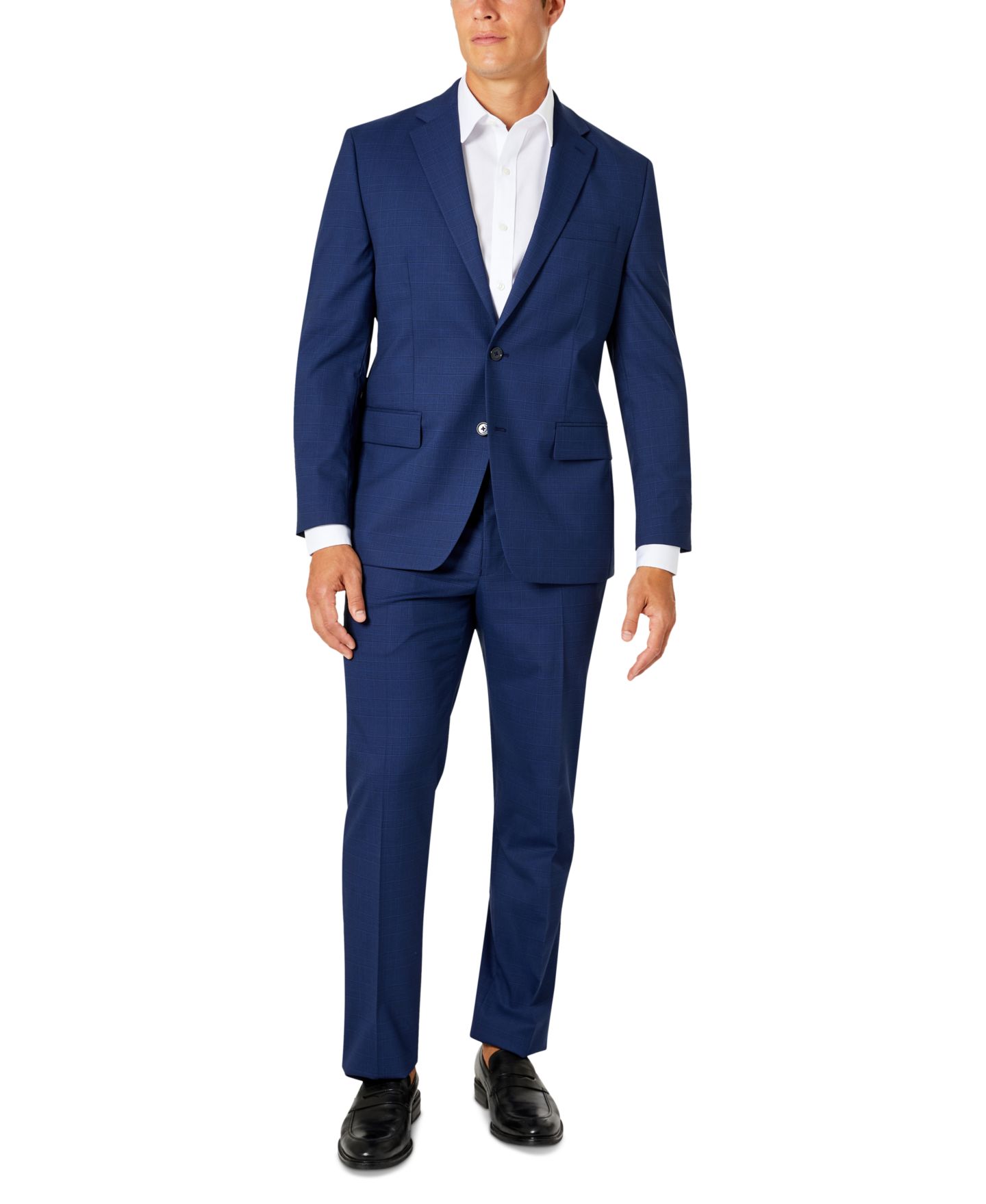 Мужской костюм-двойка Van Heusen классического кроя, цвет: Тёмно-синий клетчатый — фото 1