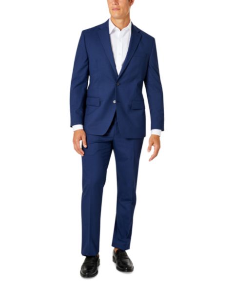 Мужской костюм-двойка Van Heusen классического кроя, цвет: Тёмно-синий клетчатый