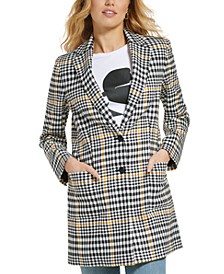 Women's Plaid Mid-Length Button-Up Jacket