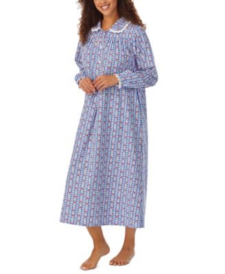Cotton Lace-Trim Flannel Nightgown