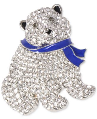 Charter Club - Silver-Tone Pav&eacute; Crystal Polar Bear Pin