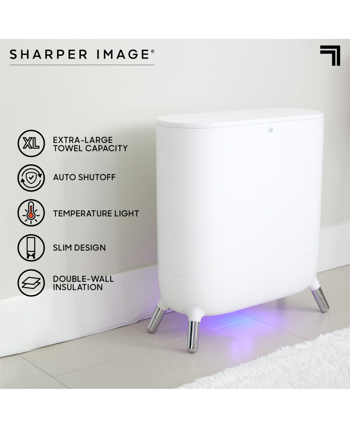 Sharper Image Spastudio Automatic Towel Warmer In White